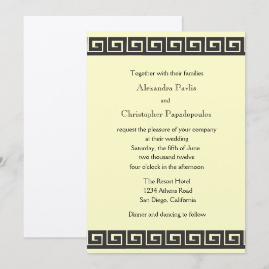 Griekse sleutel voor de uitnodiging tot het uitzen (Voorkant / Achterkant)