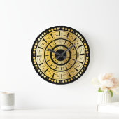 Griekse sleutel voor zwart-wit en goudronde grote klok (Huis)