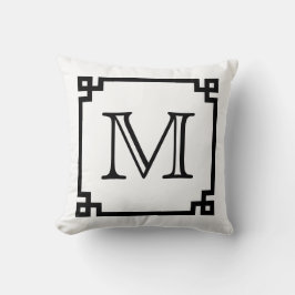 Griekse sleutel voor zwart-wit monogram kussen
