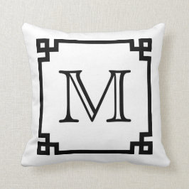 Griekse sleutel voor zwart-wit monogram kussen