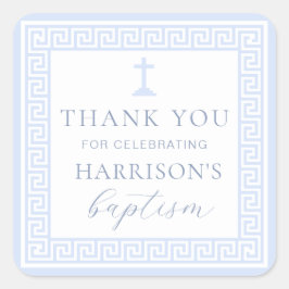Griekse sleutel wit blauw doop dank u vierkante sticker