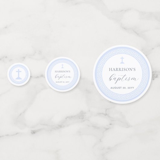 Griekse Sleutel Wit Blauw Doopsel Confetti (Achterkanten)