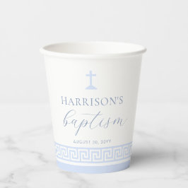 Griekse Sleutel Wit Blauw Doopsel Papieren Bekers