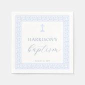 Griekse Sleutel Wit Blauw Doopsel Servet (Voorkant)