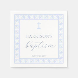 Griekse Sleutel Wit Blauw Doopsel Servet