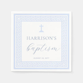 Griekse Sleutel Wit Blauw Doopsel Servet