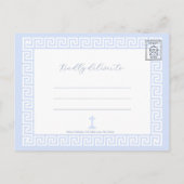 Griekse Sleutel Wit Blauwe Doop Uitnodigingskaart Briefkaart (Achterkant)