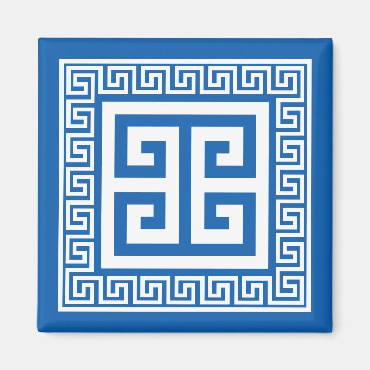 Griekse sleutel witte en blauwe magneet (Voorkant)