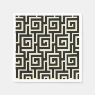 Griekse sleutel zwart servet