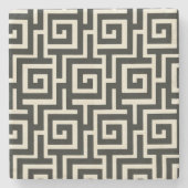 Griekse sleutel zwart stenen onderzetter (Voorkant)