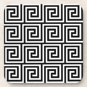 Griekse sleutel, zwart-wit bier onderzetter
