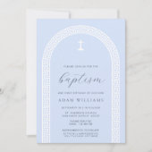 Griekse sleutelboog blauw doopsel kaart (Voorkant)