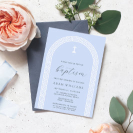 Griekse sleutelboog blauw doopsel kaart