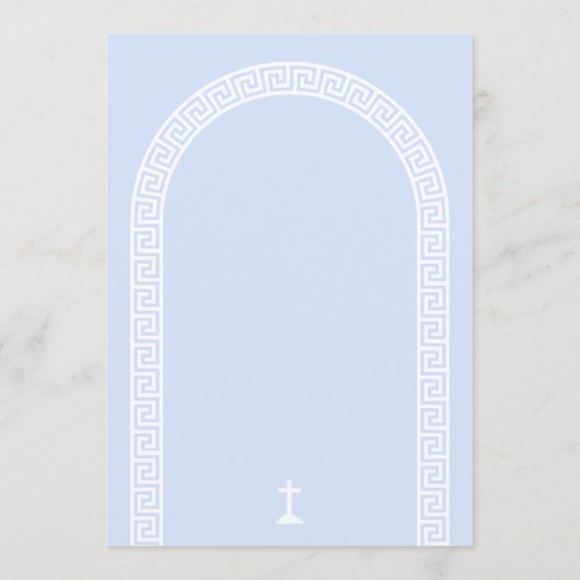 Griekse sleutelboog blauw doopsel menu (Achterkant)