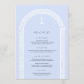 Griekse sleutelboog blauw doopsel menu (Voorkant)