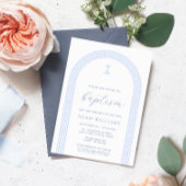 Griekse Sleutelboog Wit Blauw Doopsel Kaart