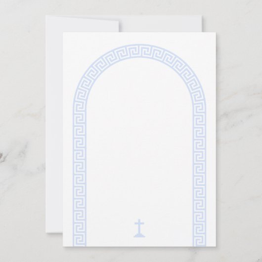 Griekse Sleutelboog Wit Blauw Doopsel Kaart (Achterkant)