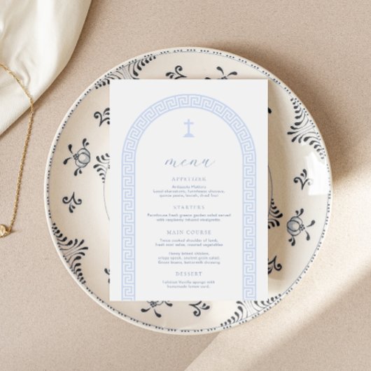 Griekse Sleutelboog Wit Blauw Doopsel Menu