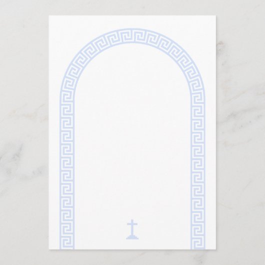 Griekse Sleutelboog Wit Blauw Doopsel Menu (Achterkant)