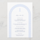 Griekse Sleutelboog Wit Blauw Doopsel Menu (Voorkant)