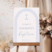 Griekse Sleutelboog Wit Blauw Dopen Welkomstbord Poster