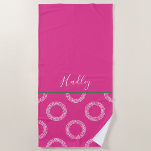 Griekse Sleutelcirkels NAAM College Sorority Pink Strandlaken