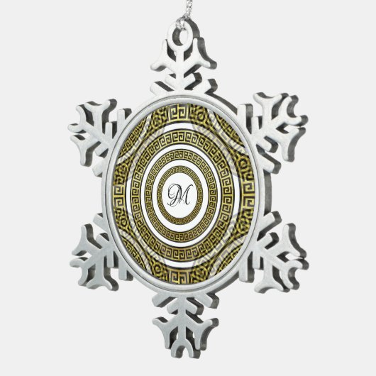 Griekse sleutelmeter in het geometrische symmetris tin sneeuwvlok ornament (Rechts)