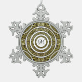 Griekse sleutelmeter in het geometrische symmetris tin sneeuwvlok ornament (Voorkant)