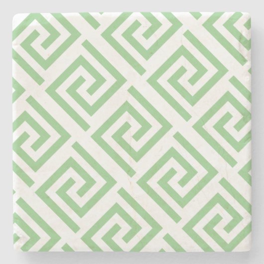 Griekse sleutelpatronen Witte pagina Groene aangep Stenen Onderzetter (Voorkant)