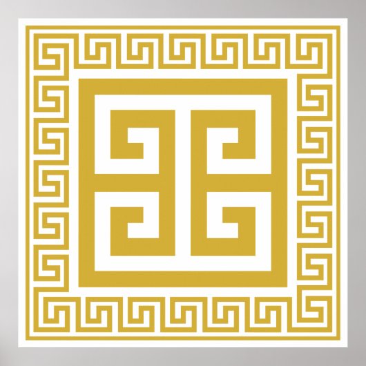 Griekse Sleutelpatroon Gouden Ontwerp Poster (Voorkant)