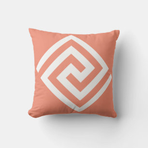 Griekse Sleutelpatroon Oranje Witte Cadeau Trend 2 Buitenkussen