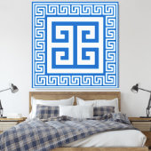 Griekse Sleutelpatroon Wit En Blauw Canvasprint Canvas Afdruk (Insitu (Slaapkamer))