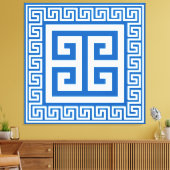 Griekse Sleutelpatroon Wit En Blauw Canvasprint Canvas Afdruk (Insitu (Woonkamer))