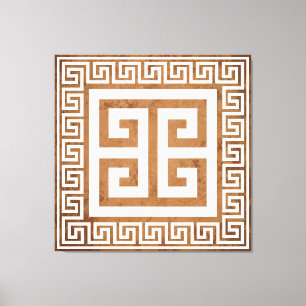 Griekse Sleutelpatroon Wit Ontwerp Canvasprint Canvas Afdruk