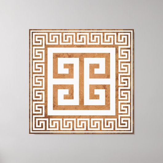Griekse Sleutelpatroon Wit Ontwerp Canvasprint Canvas Afdruk (Voorkant)