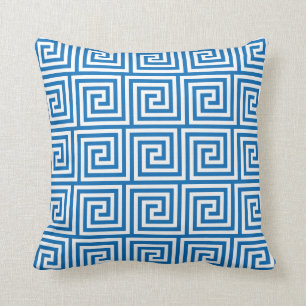 Griekse sleutelpiloot in Dazzling Blue Kussen