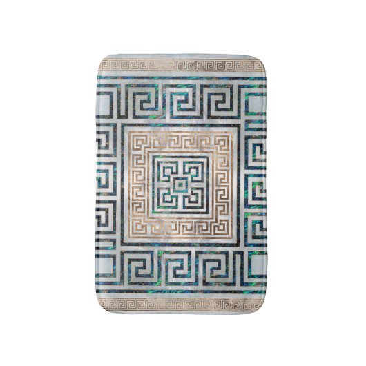 Griekse sleutelversiering - Abalone en goud Badmat (Voorkant Verticaal)