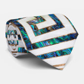 Griekse sleutelversiering - Abalone en goud Stropdas (Opgerold)