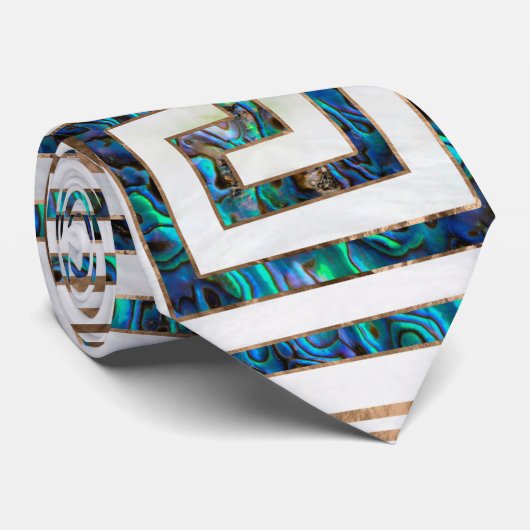 Griekse sleutelversiering - Abalone en goud Stropdas (Opgerold)