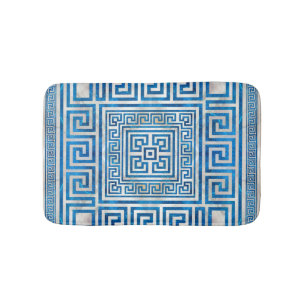 Griekse sleutelversiering - Griekse mander - blauw Badmat