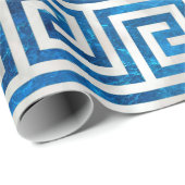 Griekse sleutelversiering - Griekse mander - blauw Cadeaupapier (Rol Hoek)