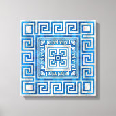 Griekse sleutelversiering - Griekse mander - blauw Canvas Afdruk (Voorkant)