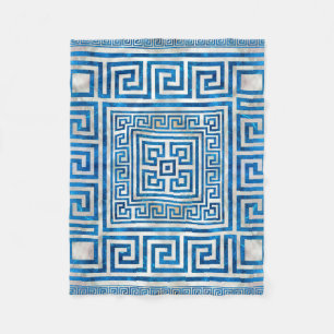 Griekse sleutelversiering - Griekse mander - blauw Fleece Deken