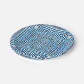 Griekse sleutelversiering - Griekse mander - blauw Papieren Bordje (Gekanteld)