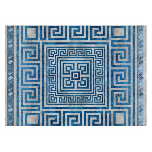 Griekse sleutelversiering - Griekse mander - blauw Snijplank (Voorkant)