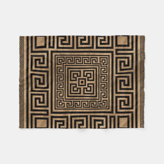 Griekse sleutelversiering - Griekse mander - zwart Fleece Deken (Voorkant (Horizontaal))