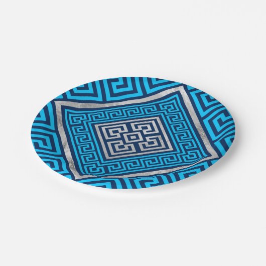 Griekse sleutelversiering - Griekse meander - Rhom Papieren Bordje (Gekanteld)