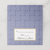 Griekse sleutelvierkanten - Blauw Plaatskaartje (Buitenkant ongevouwen)