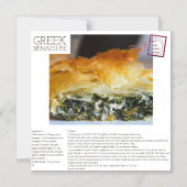 GRIEKSE Spinazie Pie Magnetische Recept Briefkaart (Voorkant)