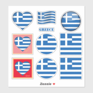 Griekse stickers en Griekse vlag, hart/sport